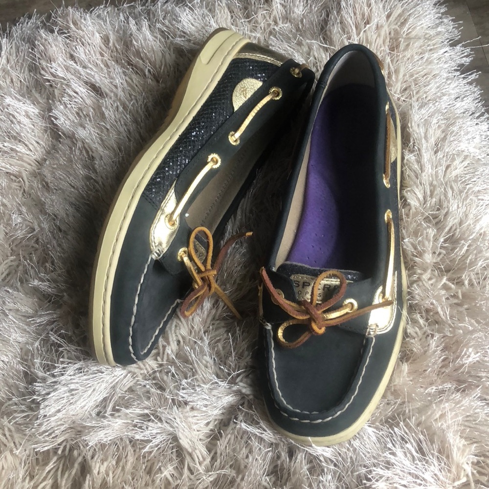 Black/ Tan Sparkly Sperrys